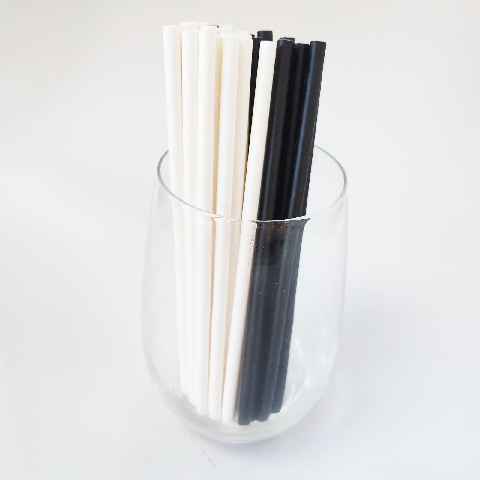 可降解的经典纯白/黑鸡尾酒纸吸管